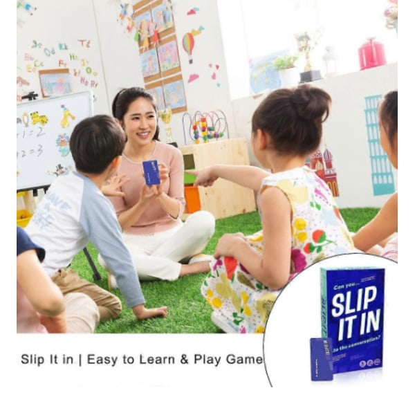 Et festspil til venner med \"Slip It in Card\" og forskellige opgaver og udfordringer