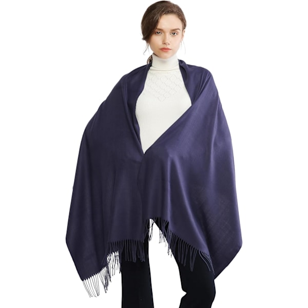 Dametørklæder Pashmina-sjal og -omslag til bryllupstørklæder til kvinder Vinter Navy