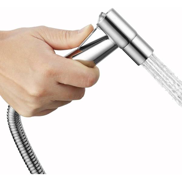 Håndholdt bidet-sprøjte, rustfrit stål børstet nikkel spray kit, badeværelse stofble rengøringsmiddel, bærbart rustfrit brusehoved Handheld spray gun + metal tube