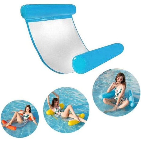 Vattenhängmatta uppblåsbar poolmadrass, poolsäng Boj sommarstol, ultralätt flytande med uppblåsbart nackstöd och F