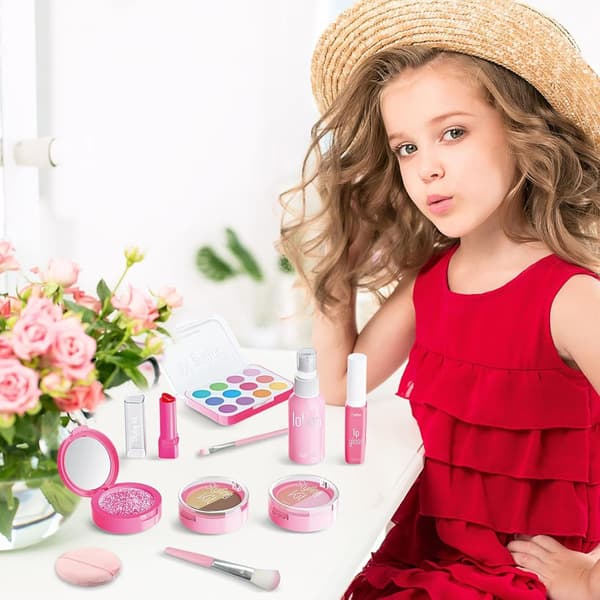 Falsk Makeup | Makeup Sæt | Børns Lade-som-om Makeup Sæt til Små Piger, Falsk Legetøjs Makeup Sæt til Børn Piger