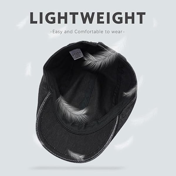 Herr Vintage Flat Cap Irländsk Newsboy Hatt Jakt Cabbie Hatt Justerbar Bomull Andningsbar Peaky Cap Basker Sommarhattar Black