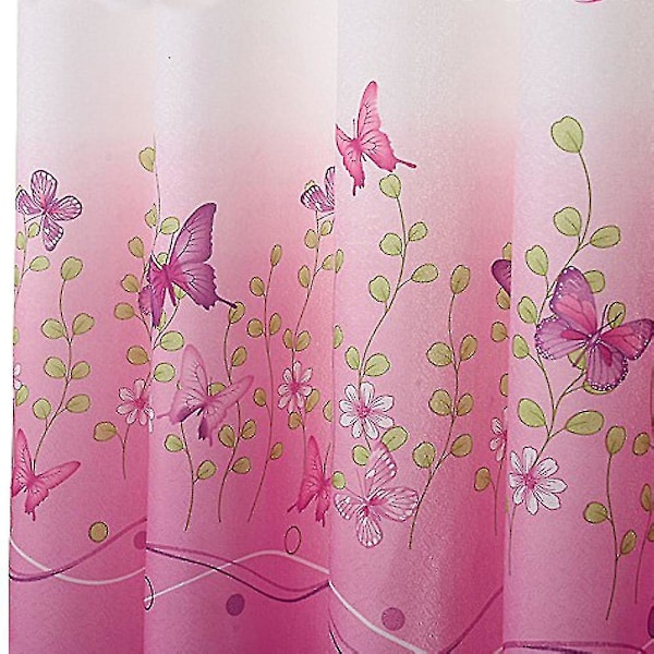 Sommerfugl Blomstergardiner til Pigeværelser, Halvtransparente Gardiner med Kroge til Pigeværelser, Børneværelser, Soveværelser, Stuer, 99 x 198 cm