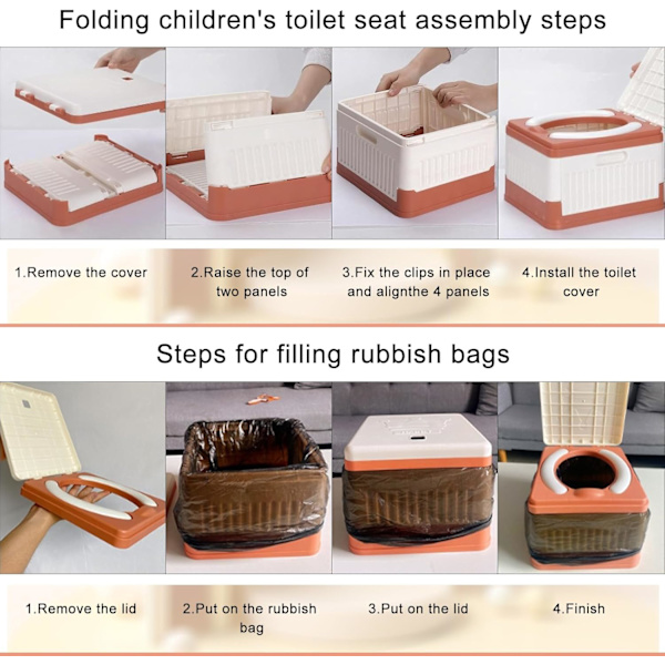 Bærbart Campingtoilet, Sammenklappeligt Rejsetoilet, Udendørs Campingtoilet med 20 stk. Toiletposer 1 stk. Opbevaringspose, Rejsepotte Sammenklappeligt Toilet Red