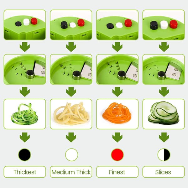 4-i-1 Spiral grønnsakskutter, grønnsaksspiralizer