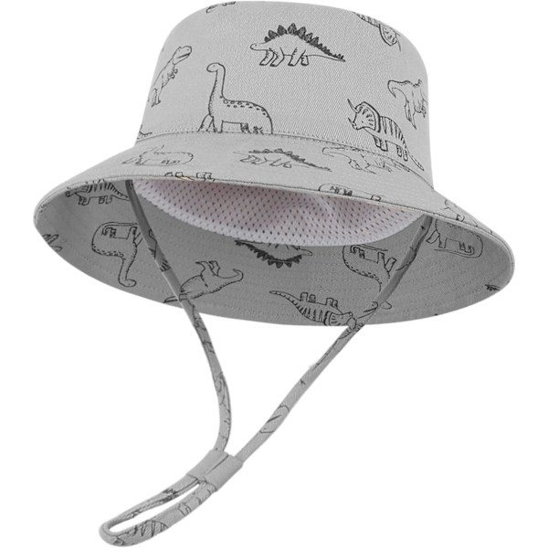 Solhatt for barn UPF 50+ solbeskyttelse Justerbar stropp Justerbar hakestropp Gris 6-12 meses
