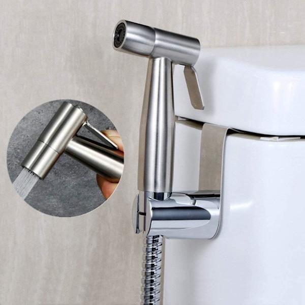 Handhållen bidéslang, duschset i borstat rostfritt stål, rengöringssats för tygblöjor i badrummet, bärbart rostfritt duschmunstycke Single handheld spray gun
