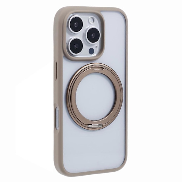 För iPhone 16 Pro Max Mobilskal Ringhållare Ställ PC+TPU Mobilskal - Titanium Guld