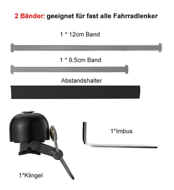 Pyöränkello mini klassinen pyöränkello kirkas noin 75DB musta