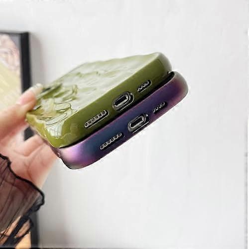 Caseative deksel for iPhone 13 Pro Max, vannkrusedesign med bølgete ramme, mykt, kompatibelt med iPhone-deksel (Grønn, iPhone 13 Pro Max)