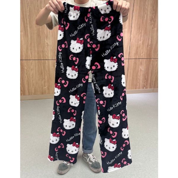 Tecknade pyjamas tjocka damer höst och vinter plus sammet varma hem casual byxor XL XL