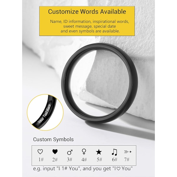 Rostfritt stålband roterande fingerringar, minimalistiska midi vänskapsspinnerringar med olika storlekar 4mm / Negro 9 (49.3mm)