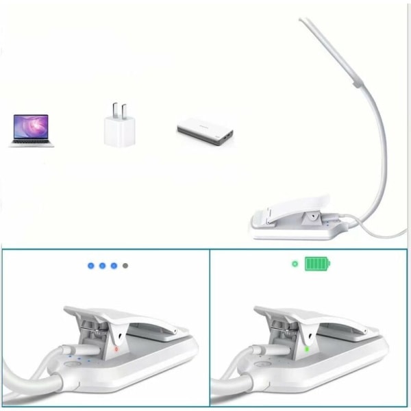 Läslampor, 9 LED läslampor Uppladdningsbara clip-on lampor (vit)