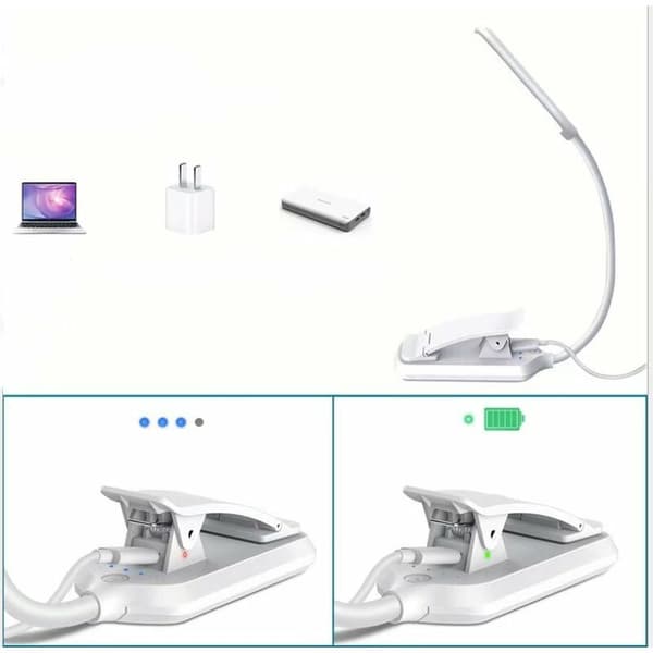 Leselys, 9 LED leselys Oppladbare klypelys (hvit)