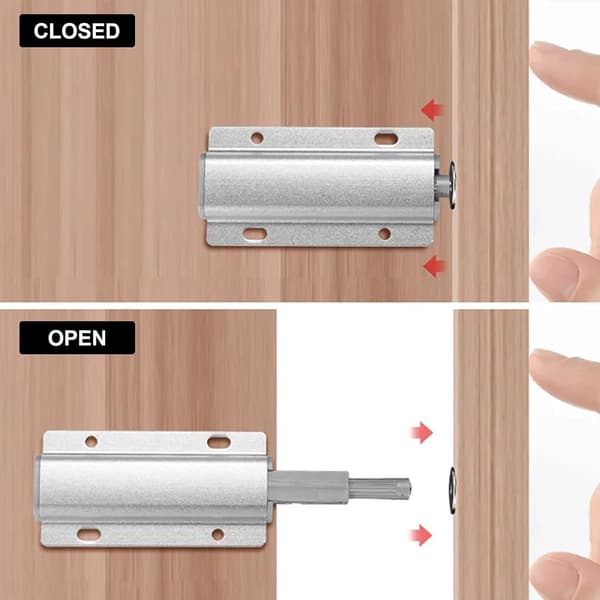 4 stk. Trykkdøråpner Magnetisk Hasp, Magnetisk Dørlukker (Sølv)