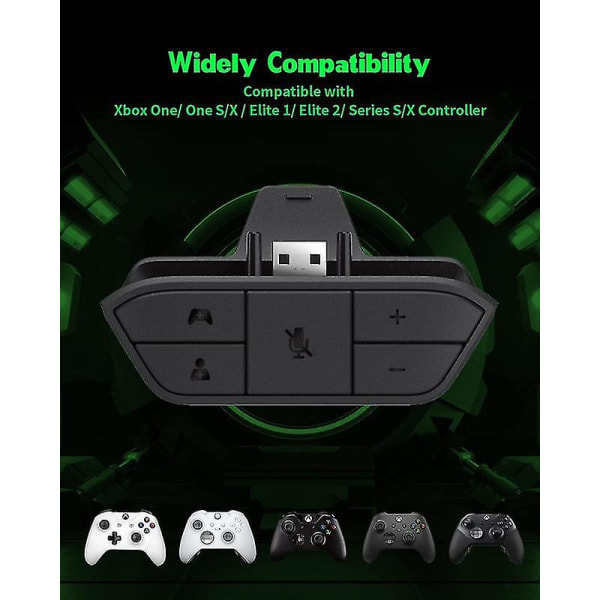 Stereo Headset Adapter Lyd Mikrofon Hodetelefon Konverter for Xbox Juster Lydbalanse