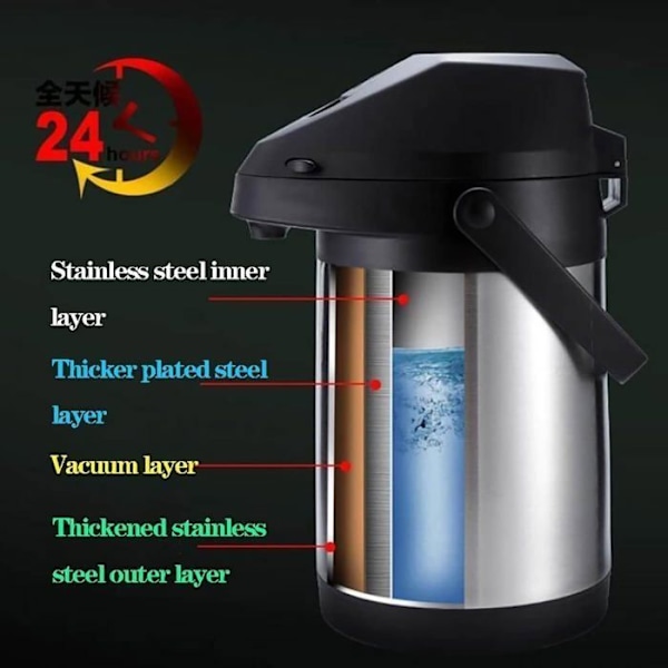 ®RisingFF Termisk Kaffekaraffel Dobbelvegg Rustfritt Stål Termos 12 Timers Varmebevaring 1,8 Liter Te.