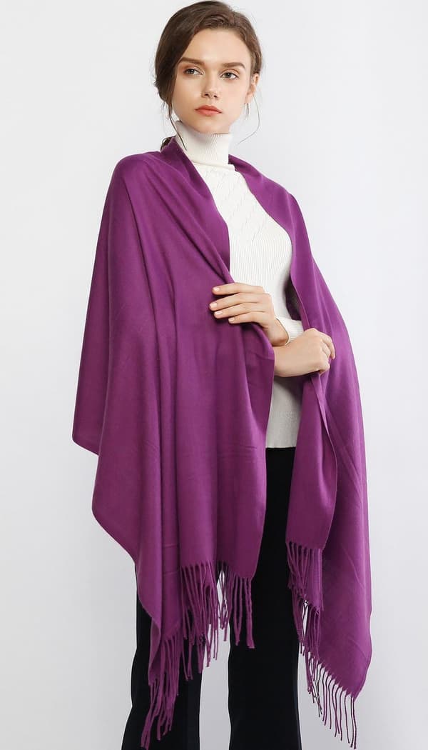 Dametørklæder Pashmina-sjal og -omslag til bryllupstørklæder til kvinder Vinter Purple