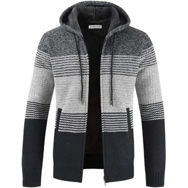 Mørkegrå med marineblå L-match og fleece fortykket sweater L
