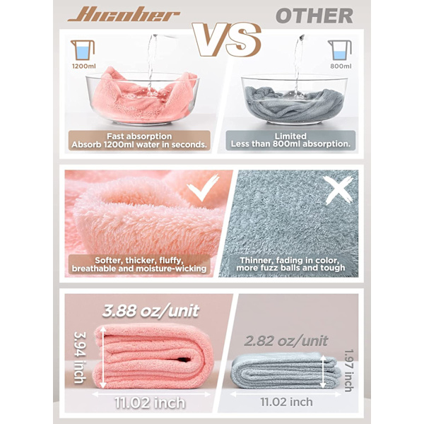 Mikrofiberhanddukar, 3-pack hårhanddukar för vått hår, torrt hårhanddukar för kvinnor med lockigt hår, anti-frizz