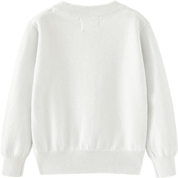 Hvit langermet knapp bomull cardigan strikket genser med turtleneck /140cm white