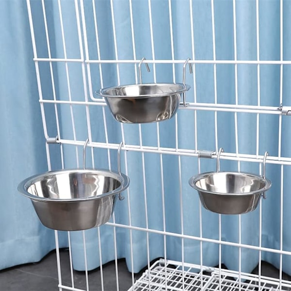 Pet Bur Cage Skål, Rustfrit Stål Hængende Hundeskål Hængende, Foder