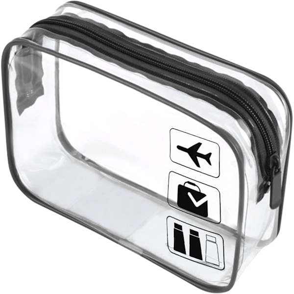 Klar Rejsetoilettaske TSA Godkendt Kvart Størrelse Rejsetaske Klar Lufthavnshåndbagage Flydende Kosmetikpung Klar Brusepose Transparent Sikkerhed black