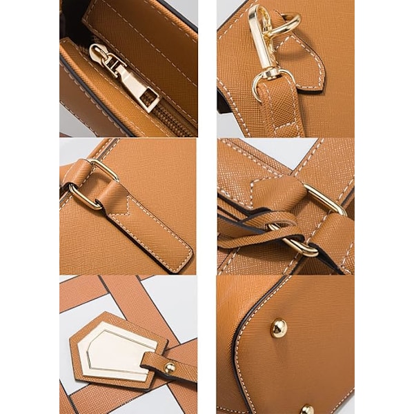Tote väskor kvinnor 4 pack axelväskor rutmönster handväskor plånböcker crossbody väskor Khaki