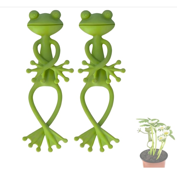 Grön Groda Växtställ - Söt, Stabil, Lämplig för Små Krukor och Suckulenter, Groda Trädgårds Dekorativ Blomkruka, Växtställ (2 st) 2-pack