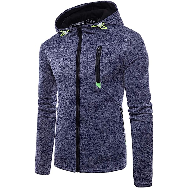 Herre hettegensere Sweatshirt Glidelås Lette jakker 3 Blue XL