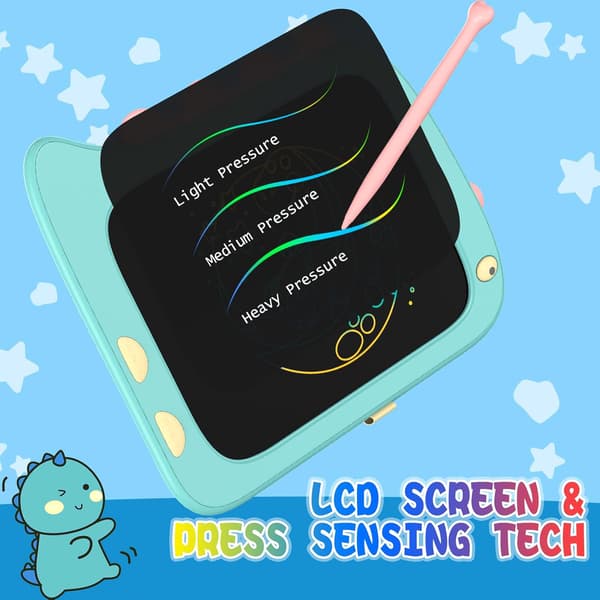OR8.5 tommer Doodle Board tegnetablet - Dinosaur legetøjsgave til børn 2-7 år gamle Blue