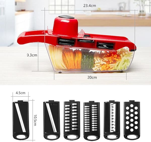 Kompakt grønnsaks- og fruktspiralizer, med 6 blader og 1 boks