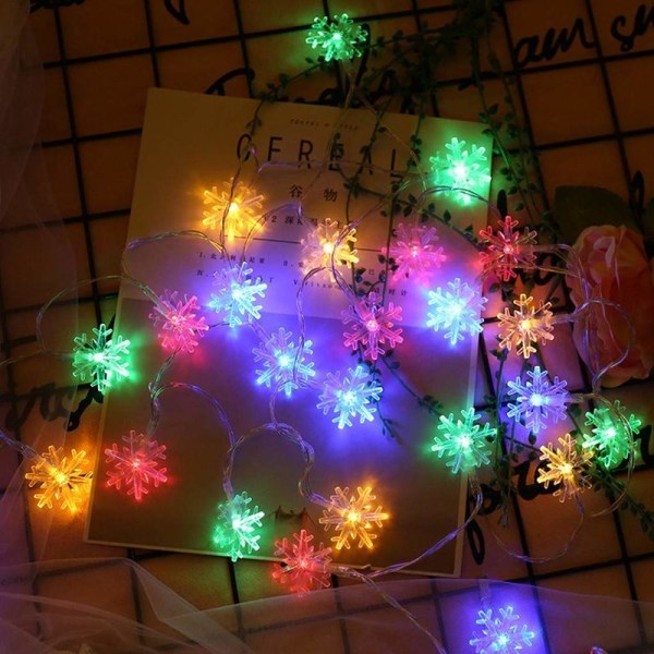 LED Farvede lys Snelys Stjernelys String juletræ dekoration Blinkende lys Soveværelse Festival (6 m 40 lys batteri fire farver) vit