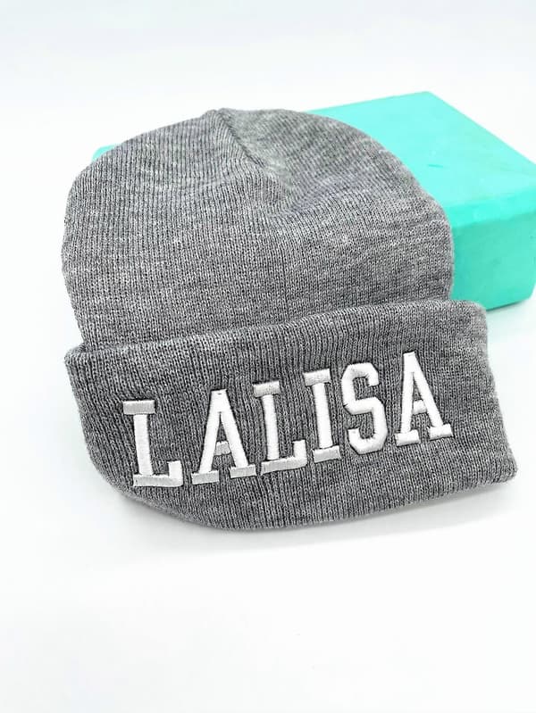 Jisoo Lisa Letter Harmaa Pipo Neulottu