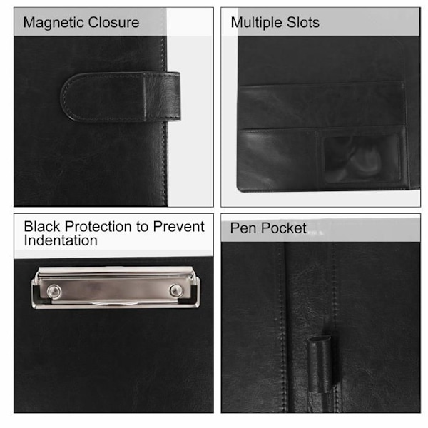 ®RisingFF A4 Magnetisk Filmappe med PU-Lær Oppbevaringsdokumentholder for Intervjudokumenter