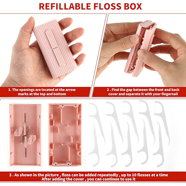 Portabel Tandtrådsbehållare Automatisk Tandtrådsplock Organisatör Resefodral Tandtrådsdispenser Förvaringsfodral Återfyllningsbara Hållare Pink