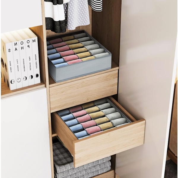 Låd Organizer, 24 Vikbara Förvaringslådor, Strumpor, Underkläder, Slipsar, Näsdukstillbehör Förvaringslåda (2-pack) black