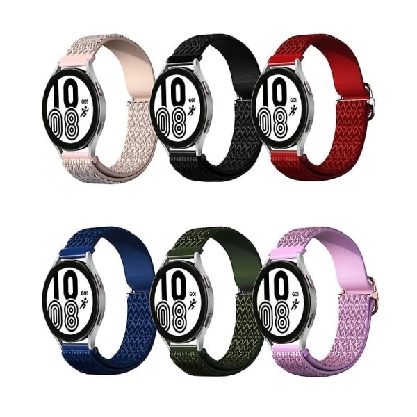 Kellojoustava säädettävä nailon 20mm älykello rannekorun vaihto yhteensopiva Samsung Galaxy Watch 3/4/4 Classic/Active/Active 2/Gear Sport Pink