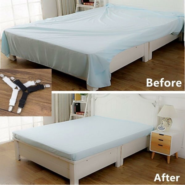 Justerbar sengetøjsfastgørelse Skridsikker fastgørelse (hvid) vit