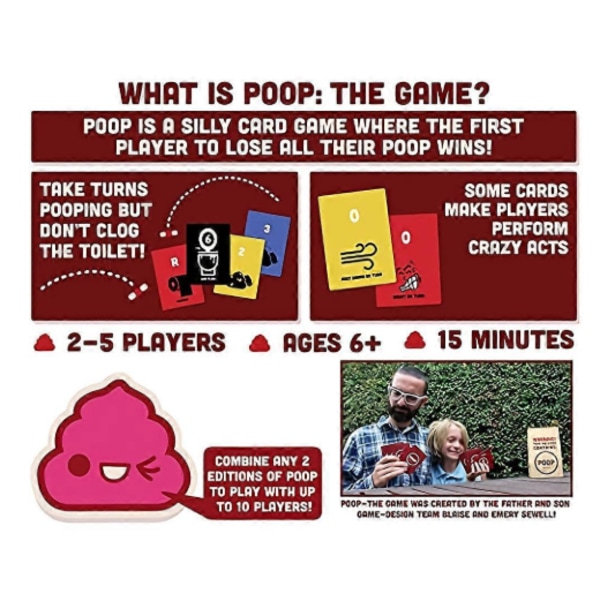 The Poop Game - Roligt och familjevänligt kortspel för 2-5 spelare, barnkvällar och fester, brädspel