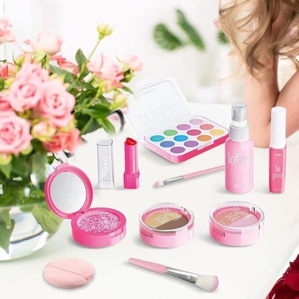 Falsk Makeup | Makeup Sæt | Børns Lade-som-om Makeup Sæt til Små Piger, Falsk Legetøjs Makeup Sæt til Børn Piger