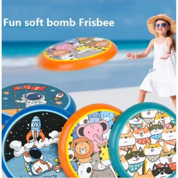 Lasten pehmeä frisbee muovilelu aloittelijoille turvallinen käsinheitto ulkoiluurheilu vanhempi-lapsi vuorovaikutus Moon landing