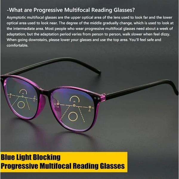 Retro anti-blått ljus progressiva multifokala läsglasögon Anti-blått ljus datorsglasögon lämpliga för olika ansiktsformer black and red 2