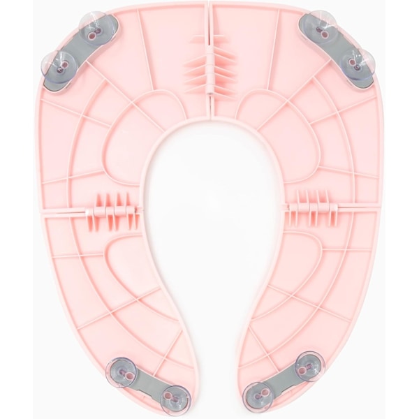 Hopfällbar resetoalettstol för pojkar och flickor, toalettstolar för barn, halkfria sugkoppar, inklusive gratis reseväska Pink