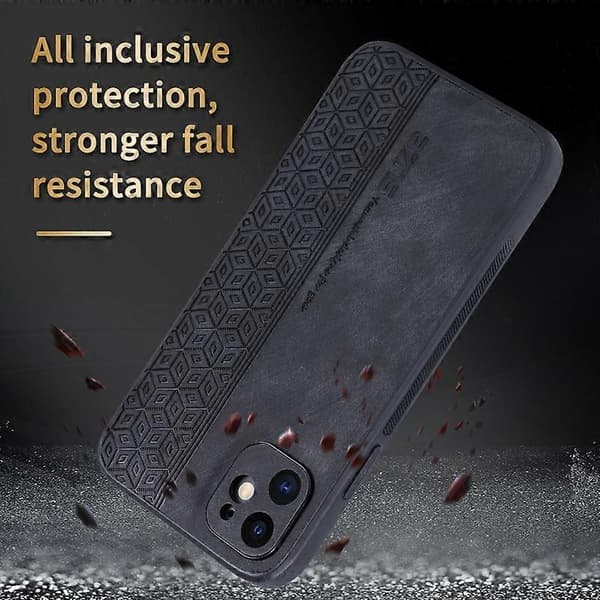 För iPhone 11 AZNS 3D Präglat Skinnkänsla Mobilskal