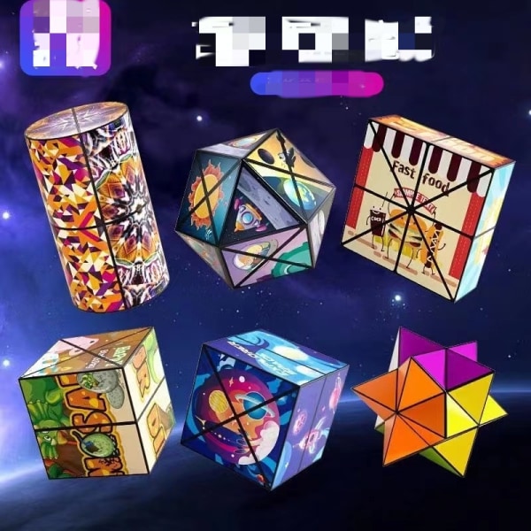 6 sæt pædagogisk legetøj decompresser ny seks magic cube - farve æske Six new Rubik's cubes