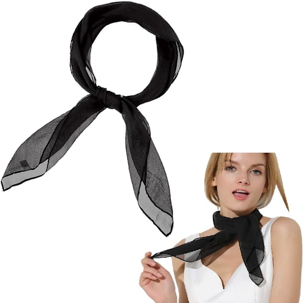 Bufanda Estilo Seda Satén | Pañuelo Mujer Multiusos | Pañuelos Cuello Verano | Foulard Mujer damas paño en seda negro unicolor