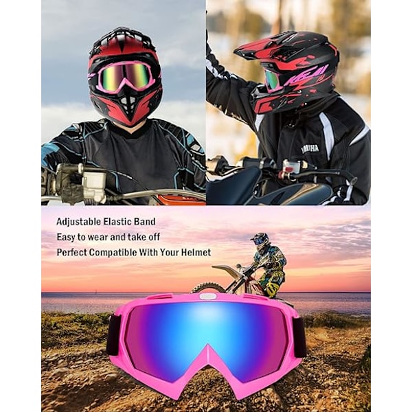 Dirt Bike Briller Motocross Briller Anti UV Ridebriller pink