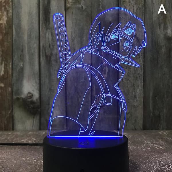 3D Natlampe Naruto Team Uzumaki Naruto Sasuke Sakura Figur LED Natlampe Multi-farve A