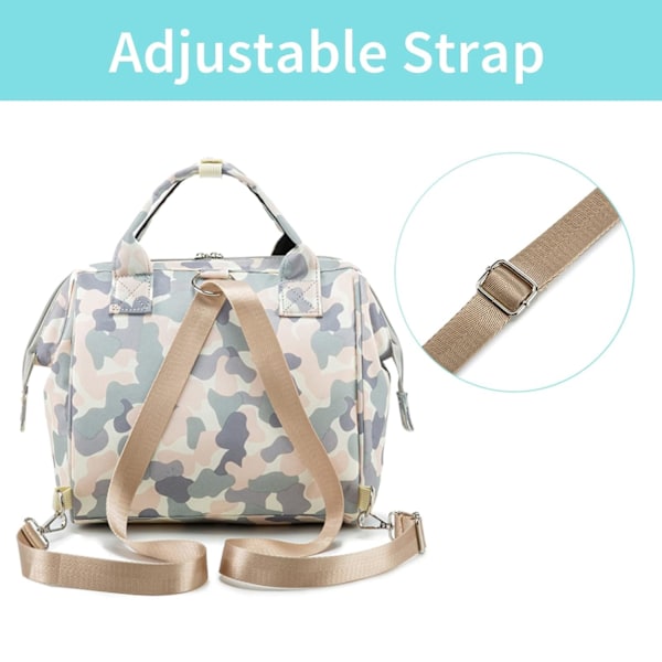 Liten blöjryggsäck, miniryggsäck för blöjor och axelväska för blöjor med isolerad ficka Camouflage